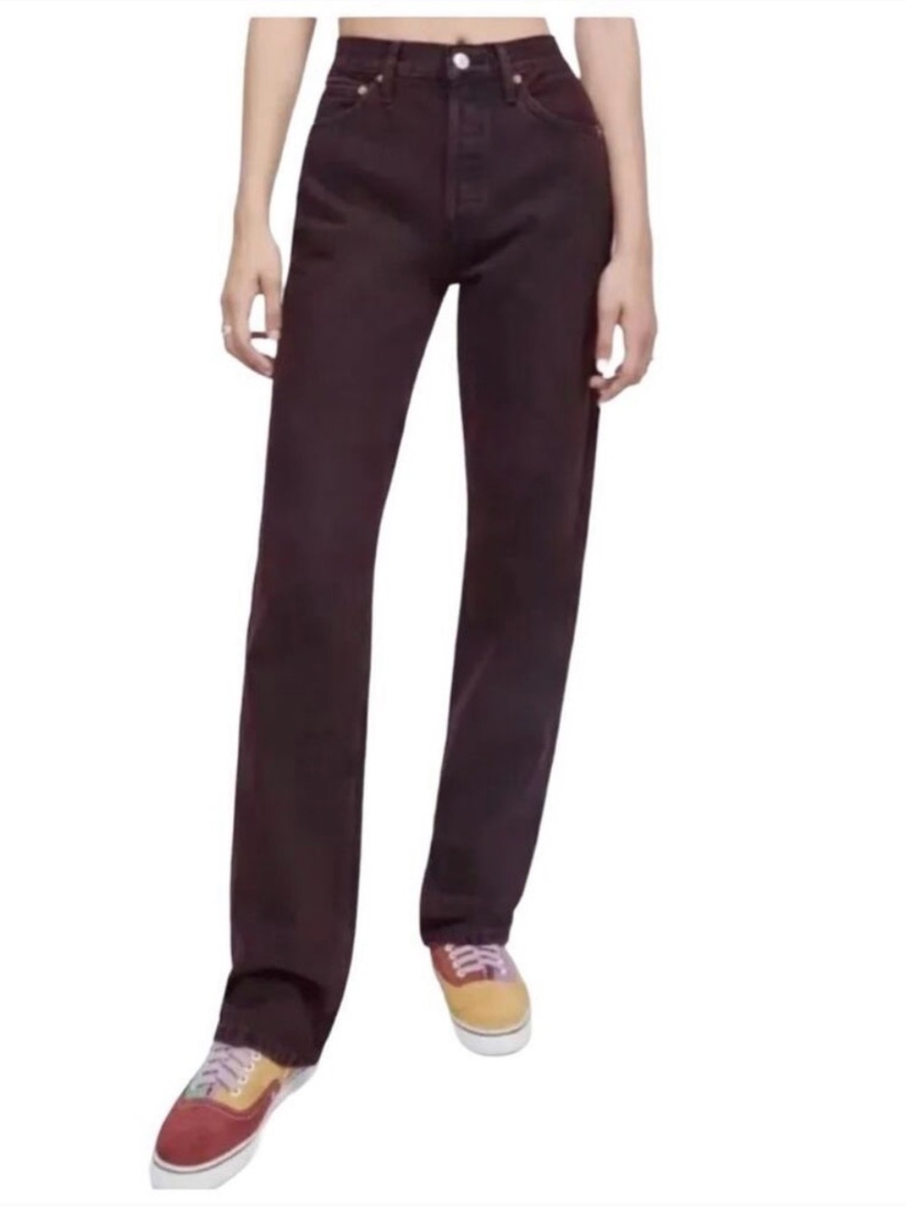 RE/DONE 90’s High Rise Loose Straight Leg Jeans - Size 27 - Wine Dipped
